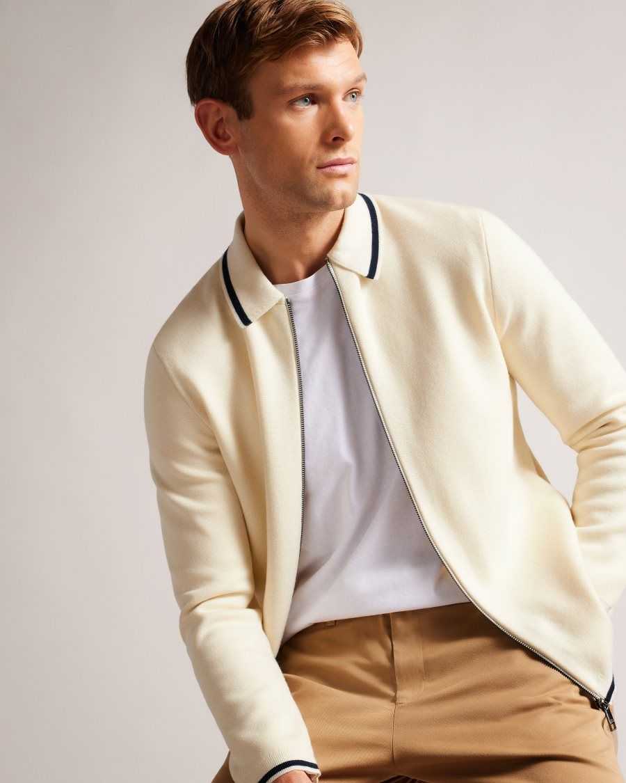 Ted Baker Coploe Long Sleeve Zip Through Jacket White | 63890-ZYBR