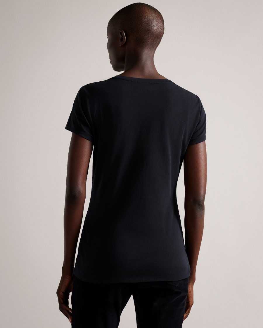 Ted Baker Costela Fitted T-Shirt Black | 76945-AZJF