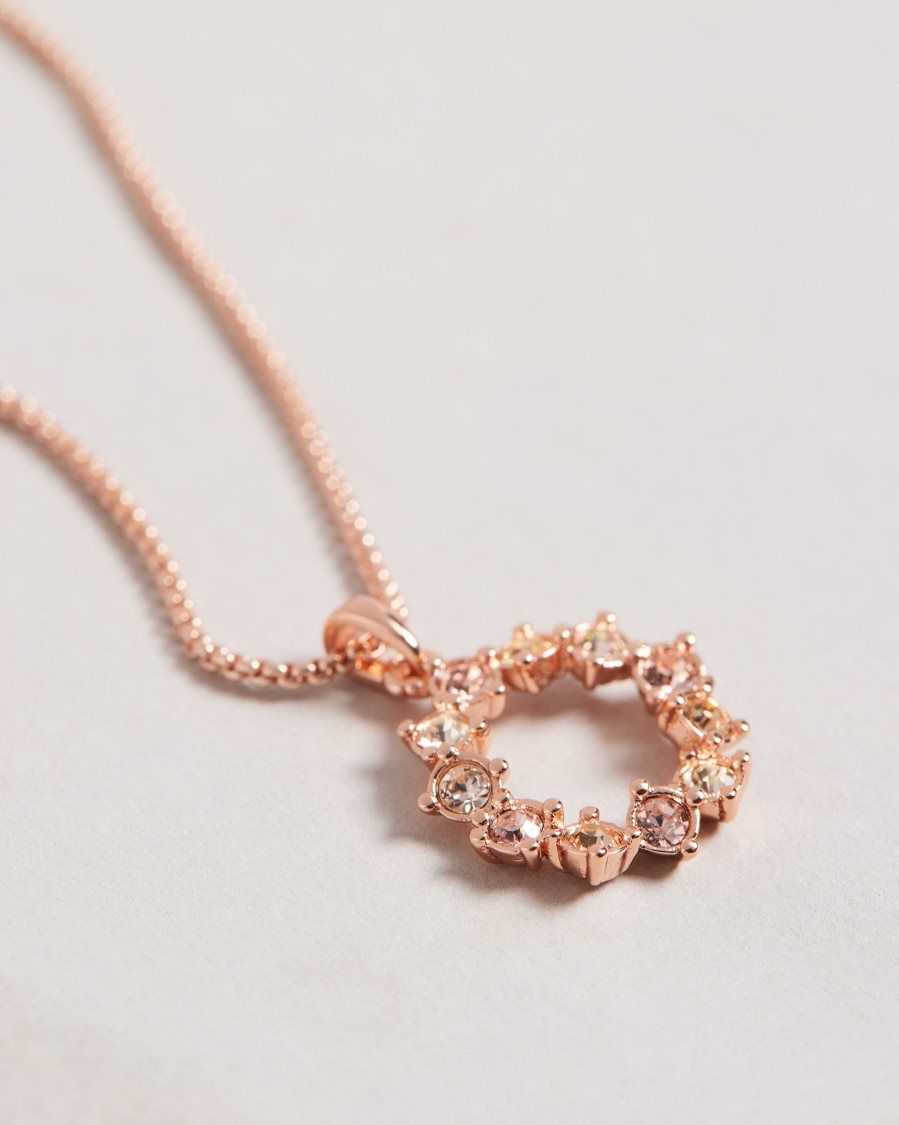 Ted Baker Cresar Calypso Crystal Hoop Pendant Necklace Rose Gold Colour | 98506-CSQD