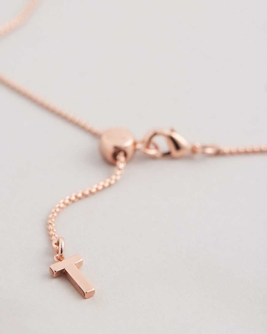 Ted Baker Cresar Calypso Crystal Hoop Pendant Necklace Rose Gold Colour | 98506-CSQD