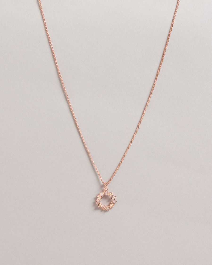 Ted Baker Cresar Calypso Crystal Hoop Pendant Necklace Rose Gold Colour | 98506-CSQD