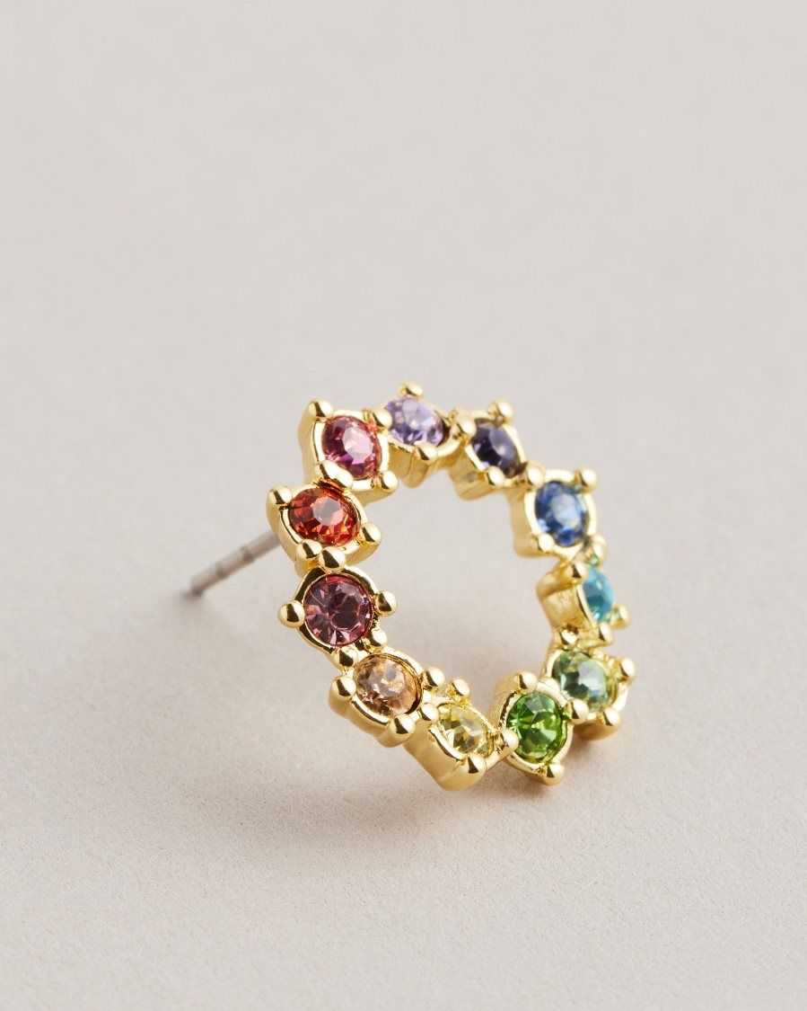 Ted Baker Cresina Crystal Hoop Stud Earrings Multicoloured | 40182-IHPJ