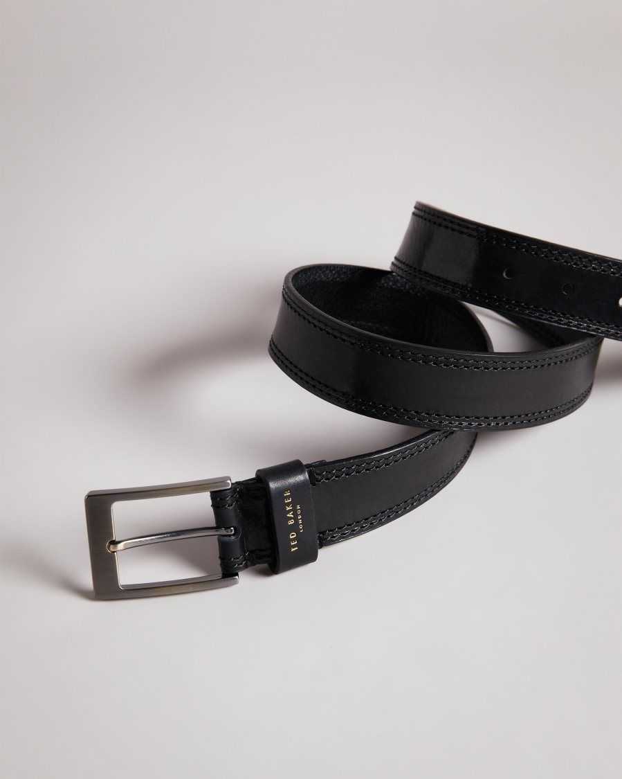 Ted Baker Crikitt Cricket Stitch Belt Black | 61295-QLRV