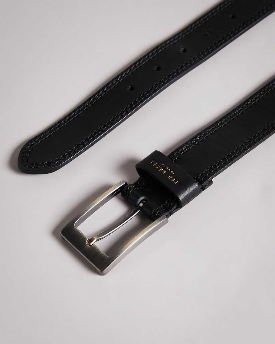 Ted Baker Crikitt Cricket Stitch Belt Black | 61295-QLRV