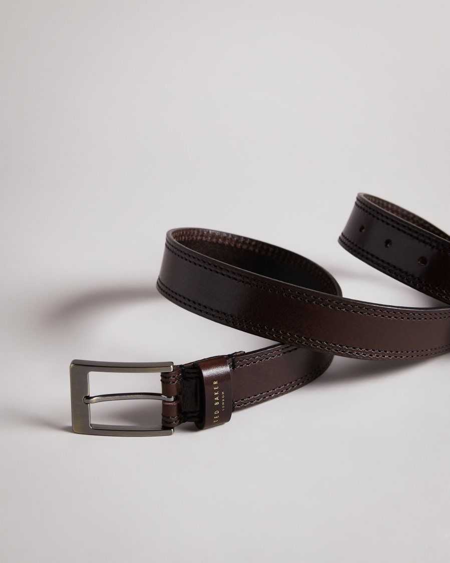 Ted Baker Crikitt Cricket Stitch Belt Chocolate | 62498-XSHP