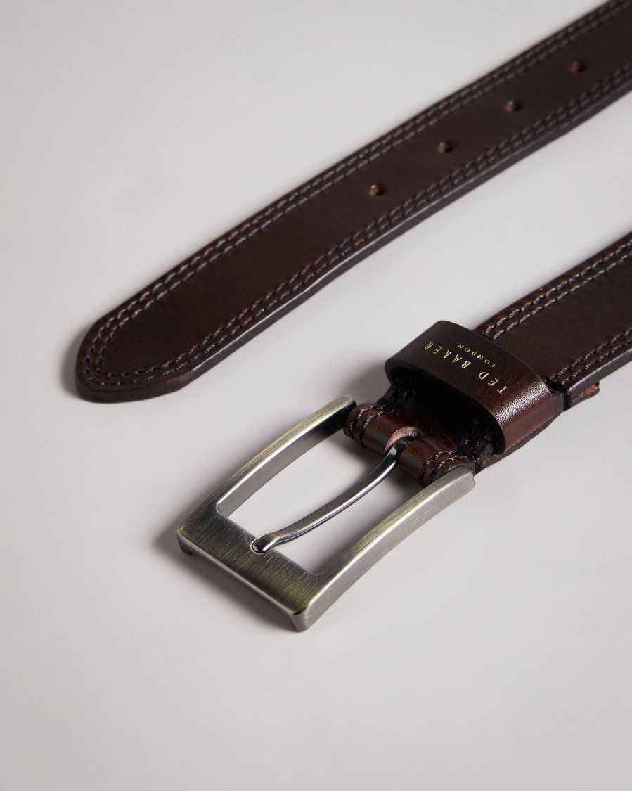 Ted Baker Crikitt Cricket Stitch Belt Chocolate | 62498-XSHP