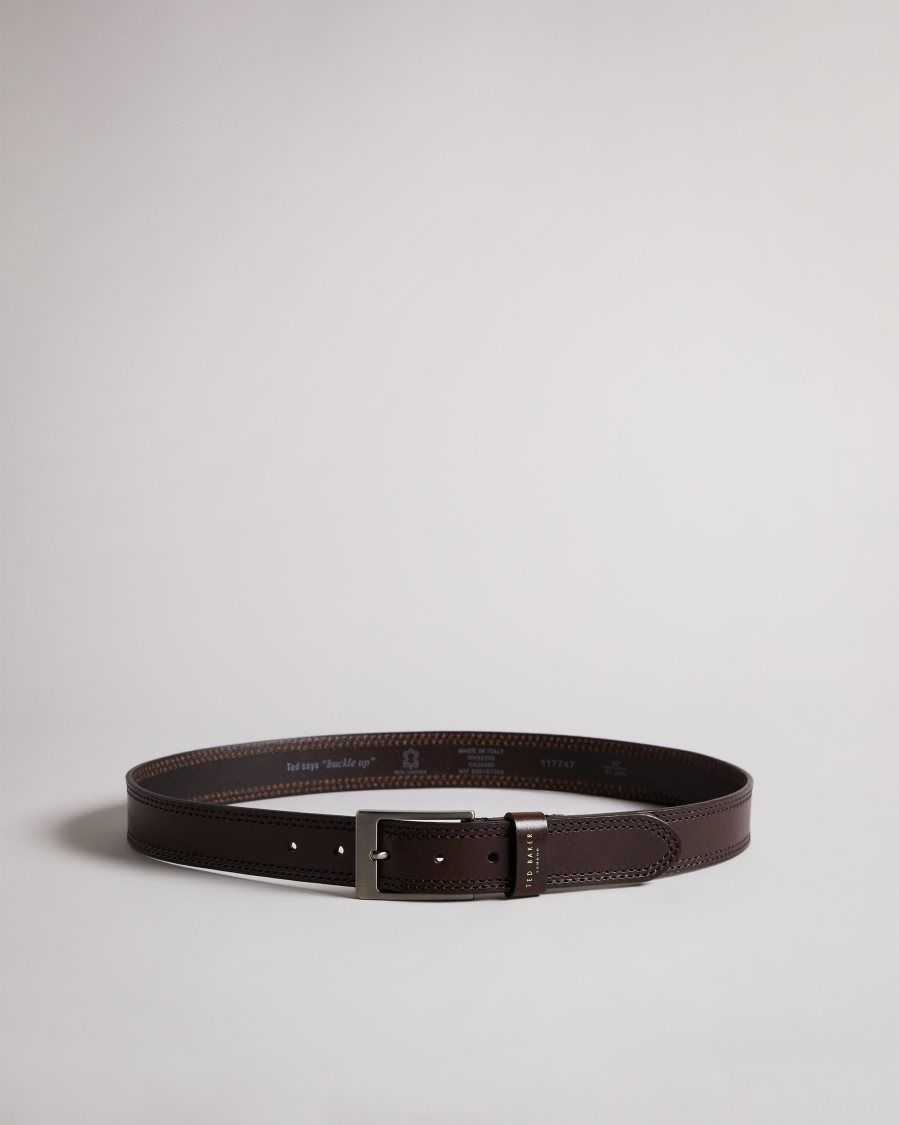 Ted Baker Crikitt Cricket Stitch Belt Chocolate | 62498-XSHP