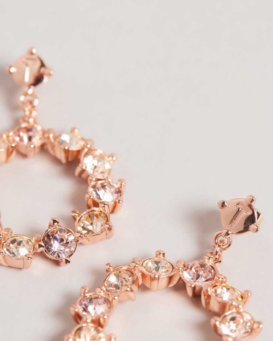 Ted Baker Crissty Crystal Hoop Drop Earrings Rose Gold Colour | 59041-CXLO