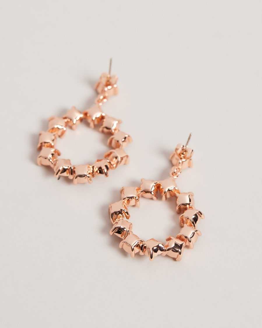 Ted Baker Crissty Crystal Hoop Drop Earrings Rose Gold Colour | 59041-CXLO