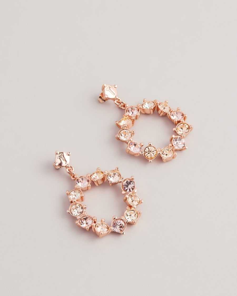 Ted Baker Crissty Crystal Hoop Drop Earrings Rose Gold Colour | 59041-CXLO