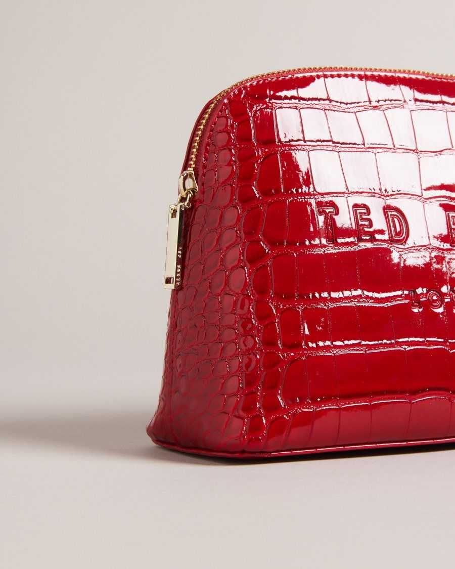 Ted Baker Crocala Croc Detail Debossed Makeup Bag Red | 29035-WPHX