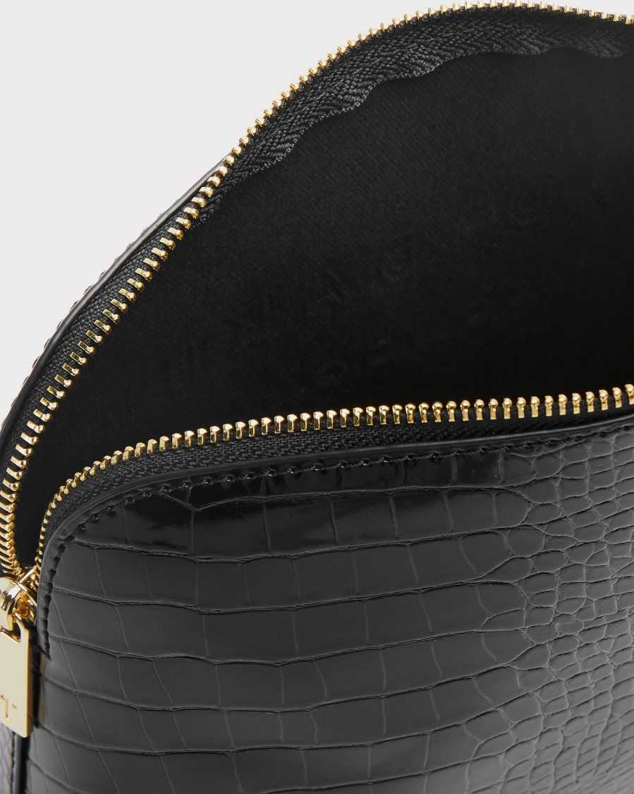 Ted Baker Crocala Croc Detail Debossed Makeup Bag Black | 05261-MEFD