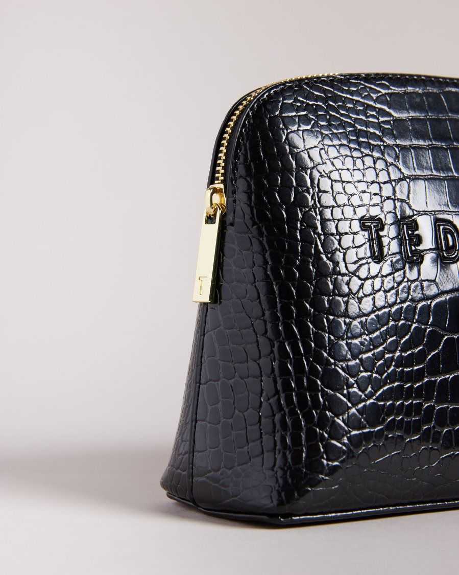 Ted Baker Crocala Croc Detail Debossed Makeup Bag Black | 05261-MEFD