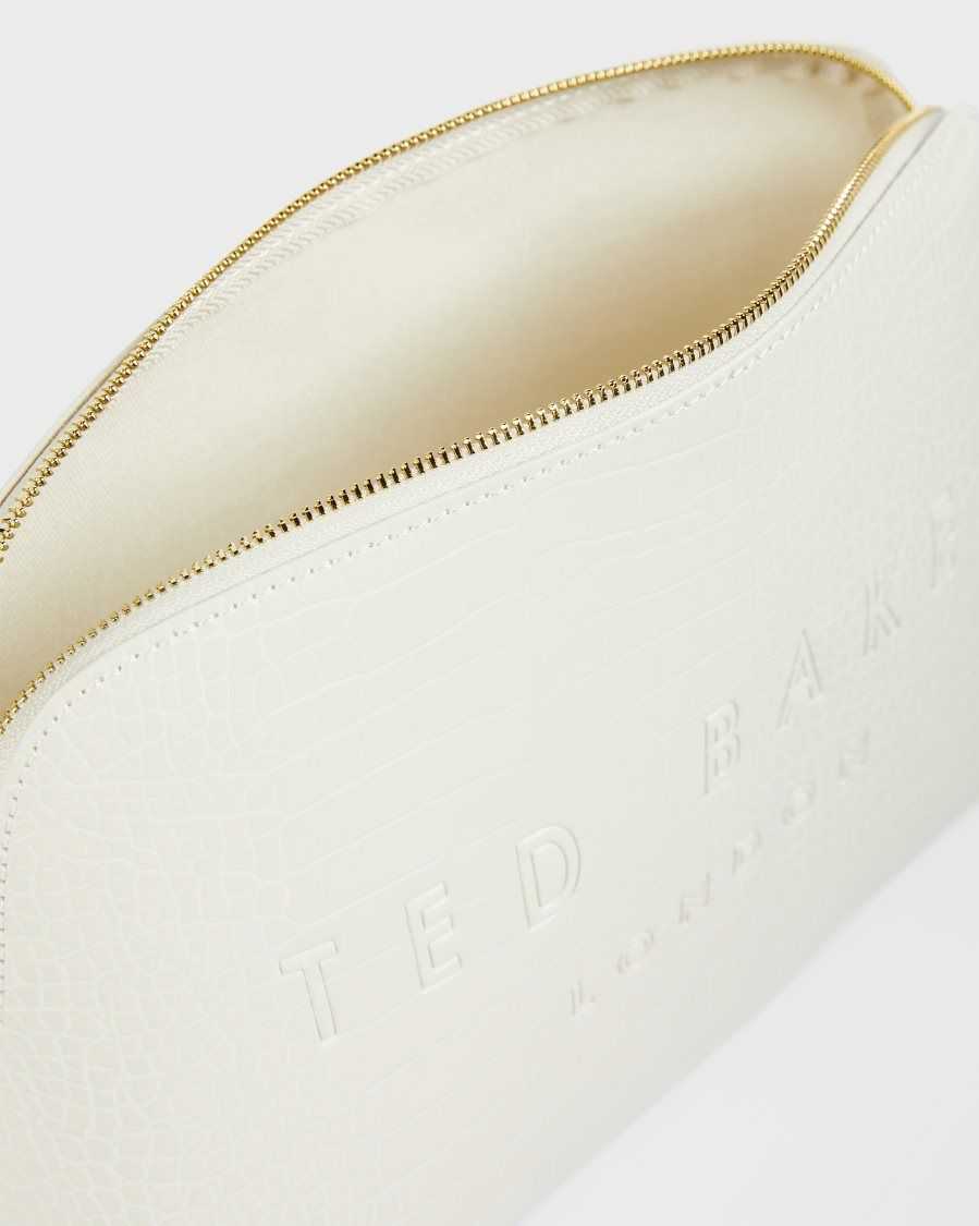 Ted Baker Crocana Croc Detail Debossed Washbag Nude | 09376-STGI