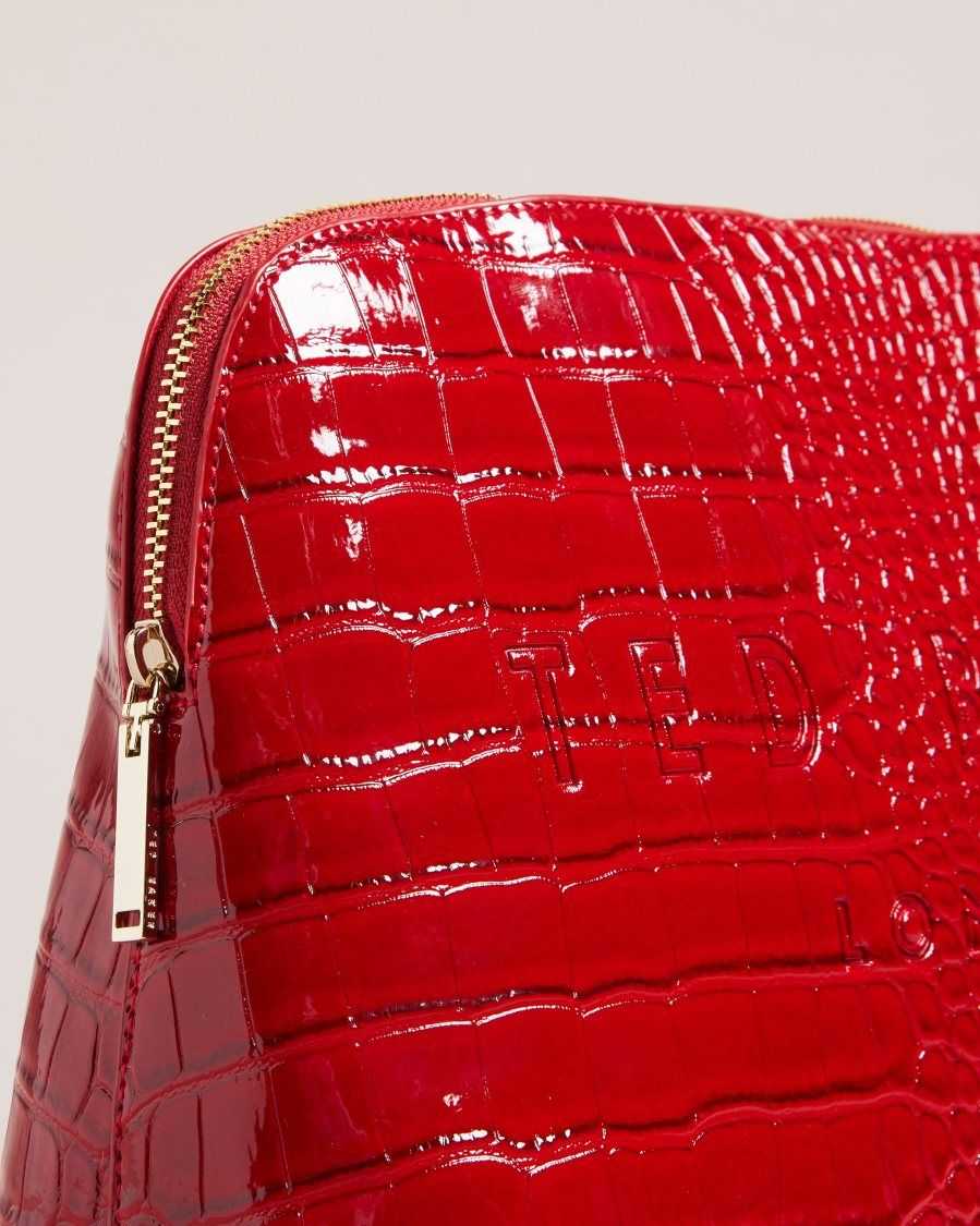 Ted Baker Crocana Croc Detail Debossed Washbag Red | 54192-QJLC