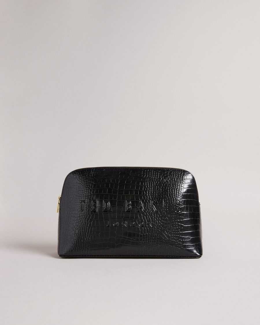 Ted Baker Crocana Croc Detail Debossed Washbag Black | 93041-XQJP