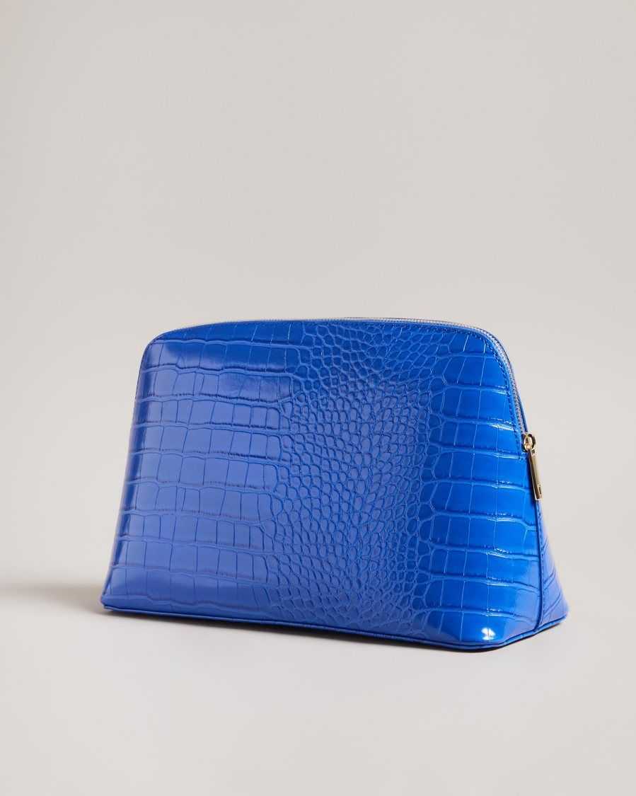 Ted Baker Crocana Croc Detail Debossed Washbag Bright Blue | 52683-AKRN