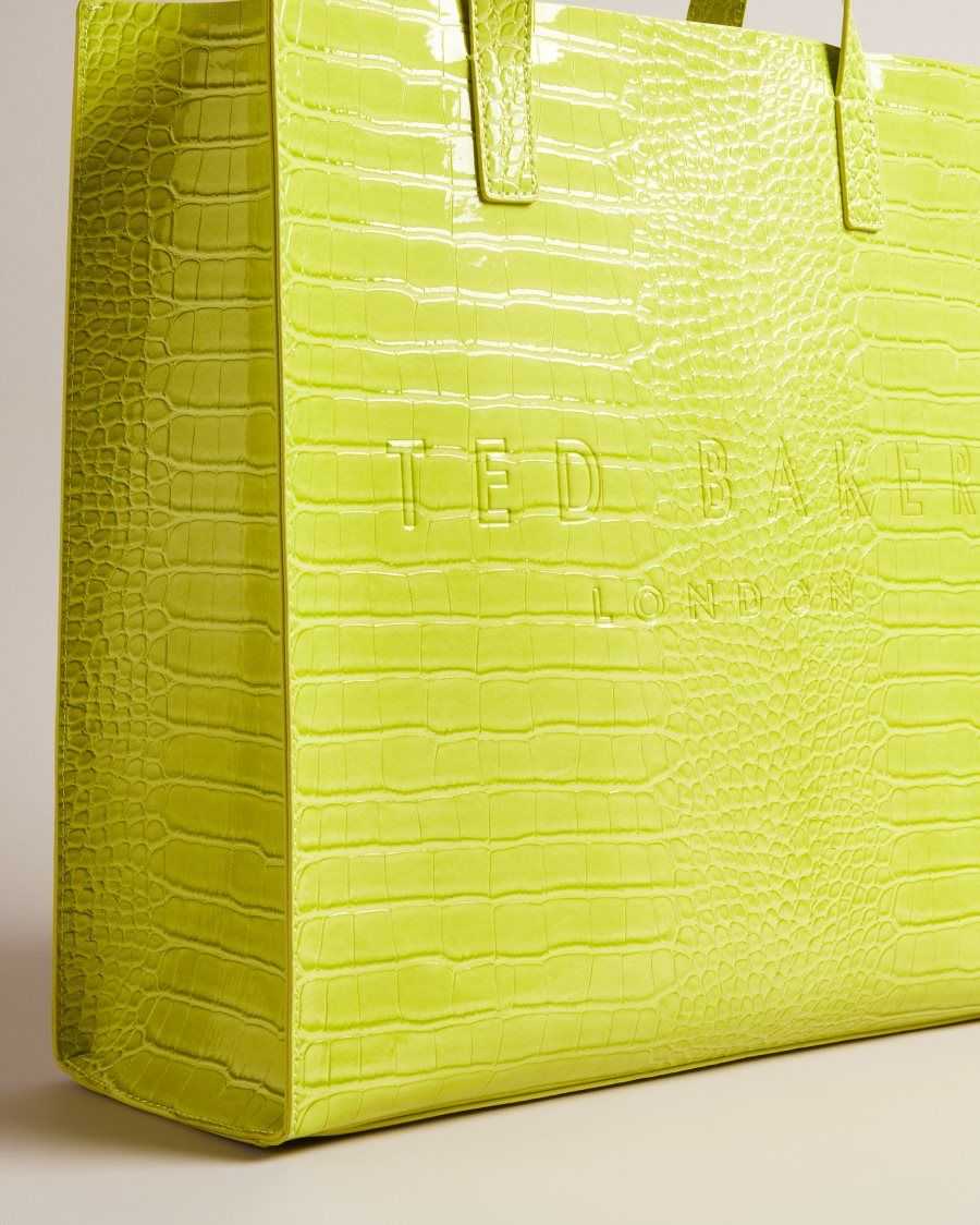 Ted Baker Croccon Croc Detail Large Icon Bag Lime | 53421-IXGB