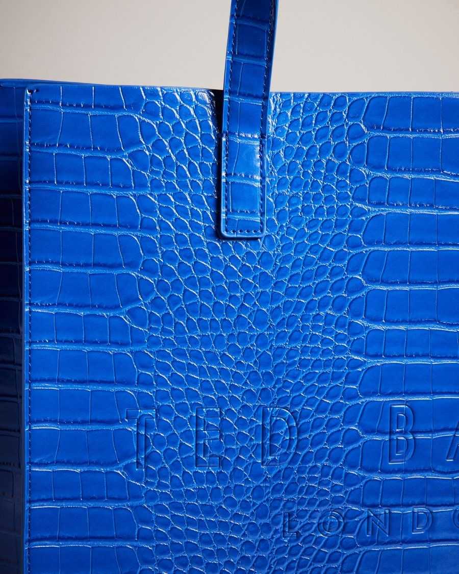 Ted Baker Croccon Croc Detail Large Icon Bag Bright Blue | 72403-FHOA