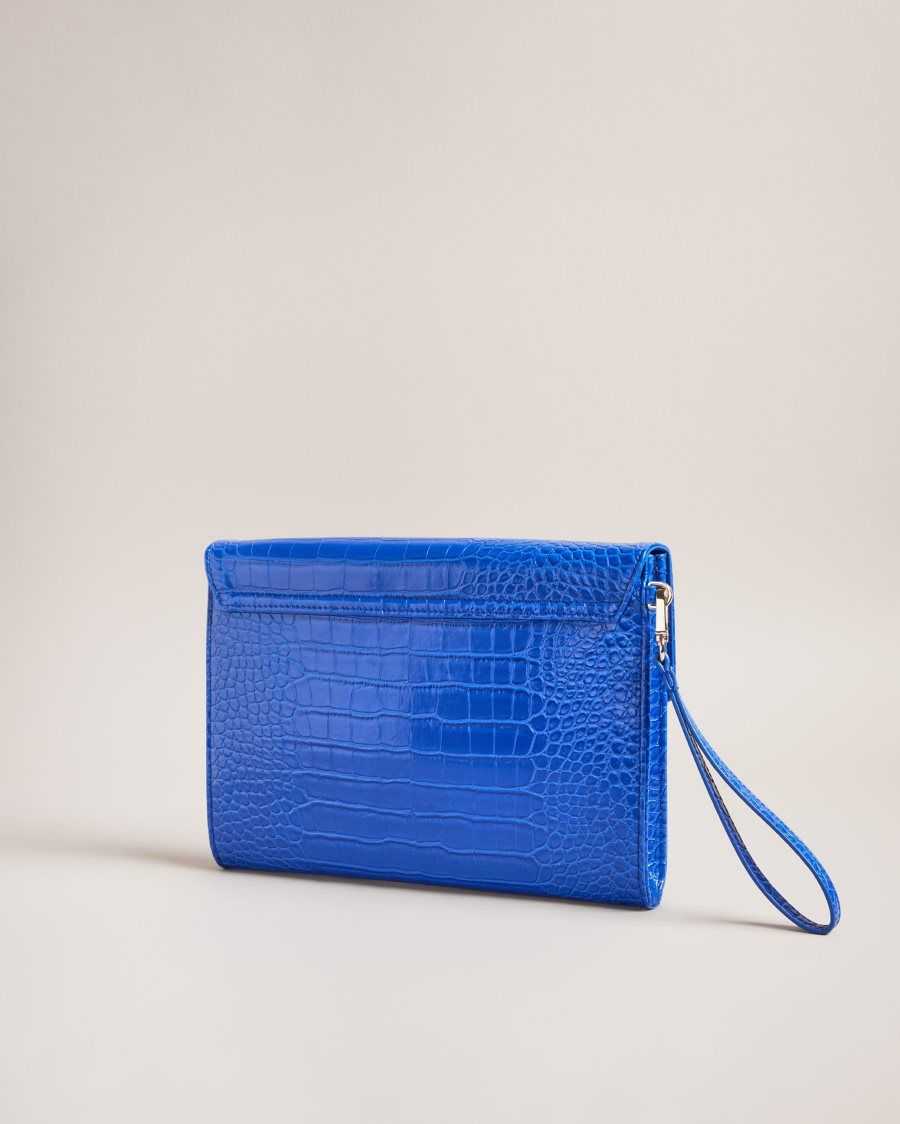 Ted Baker Crocey Croc Detail Debossed Envelope Pouch Bright Blue | 71834-RYMB