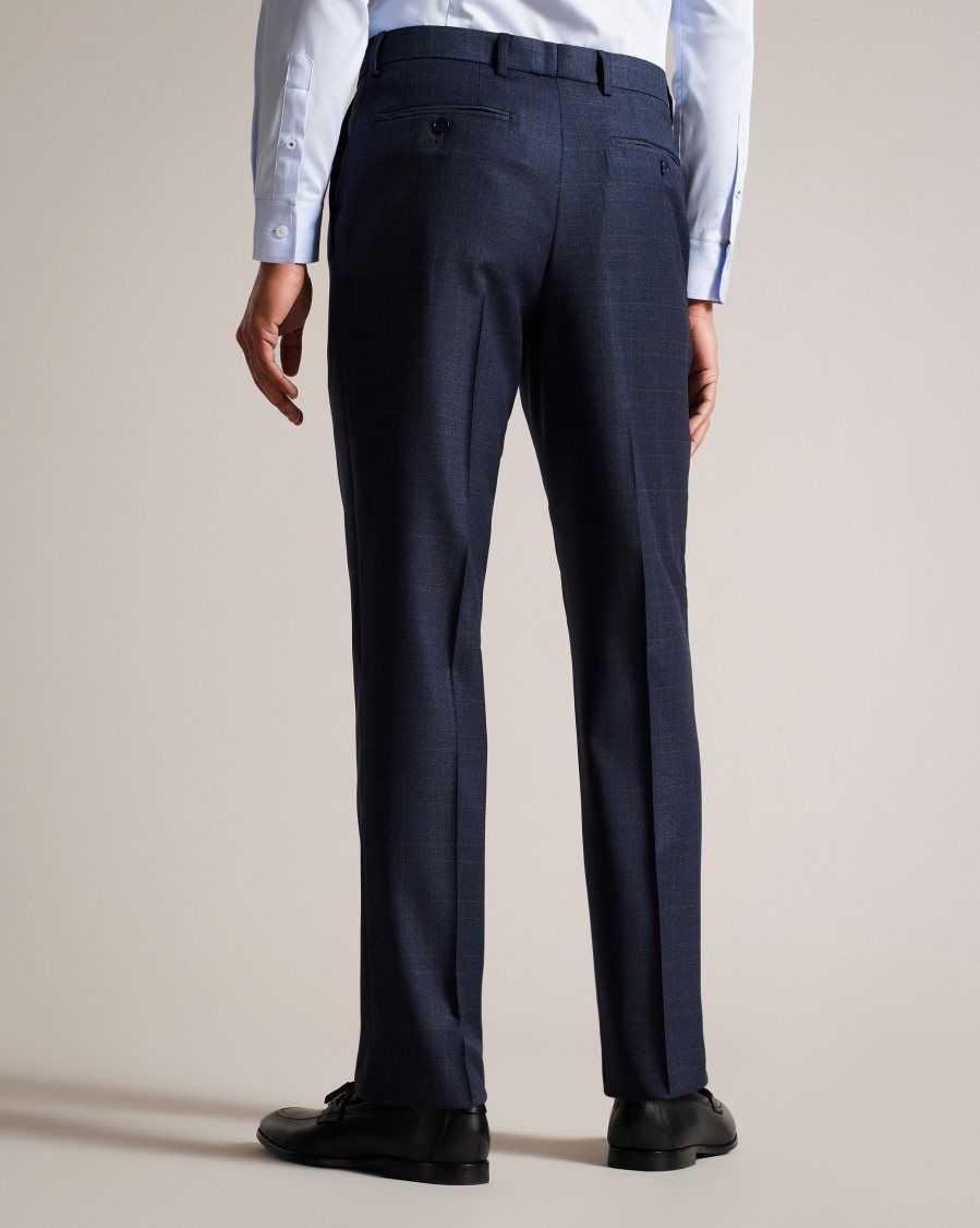 Ted Baker Cromts Pure Wool Check Suit Trousers Navy | 14267-AKYI