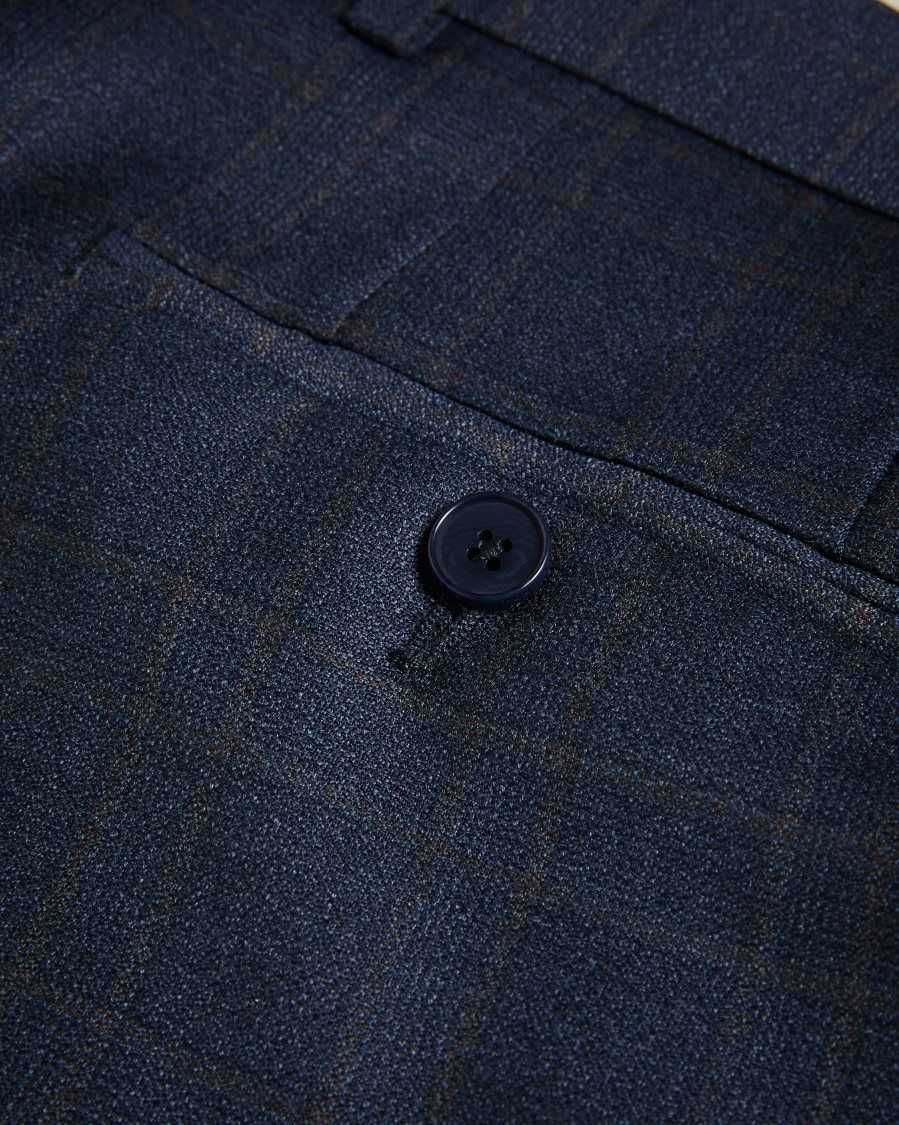 Ted Baker Cromts Pure Wool Check Suit Trousers Navy | 14267-AKYI