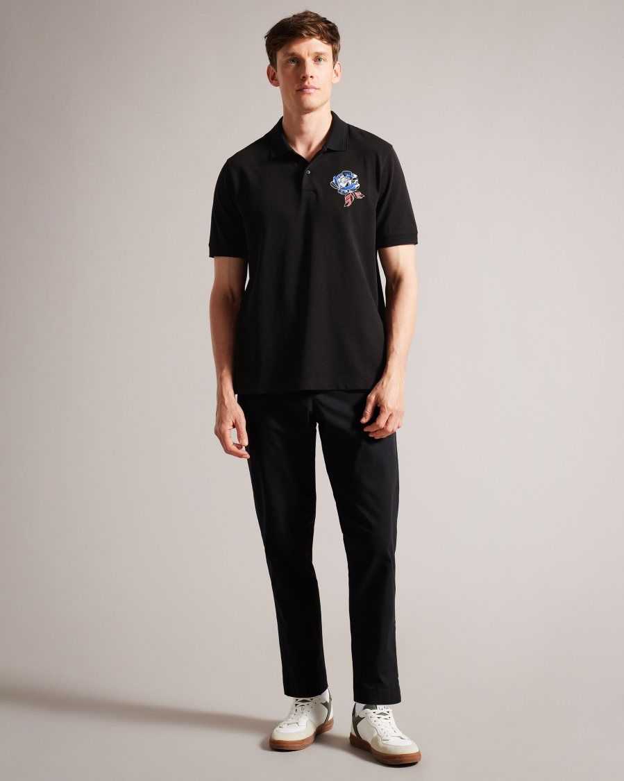 Ted Baker Crownn Short Sleeve Coronation Polo Shirt Black | 15928-LRZM