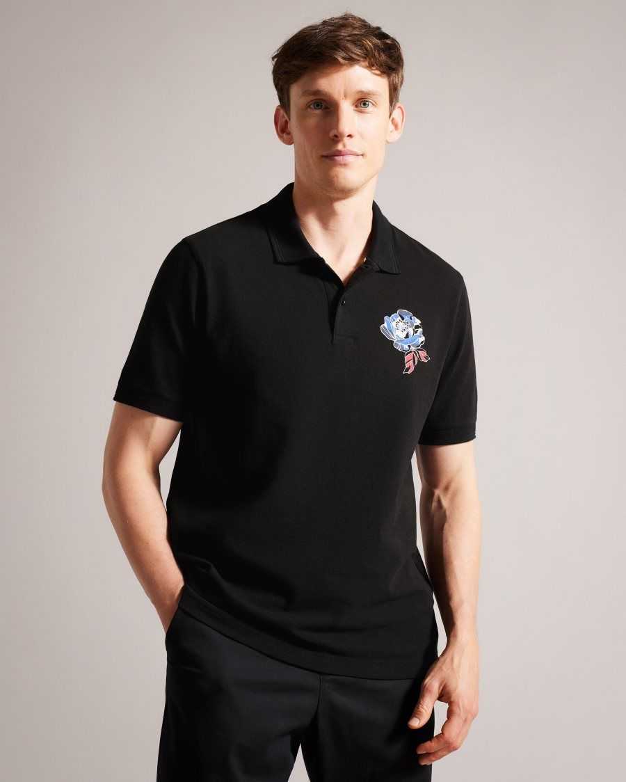 Ted Baker Crownn Short Sleeve Coronation Polo Shirt Black | 15928-LRZM