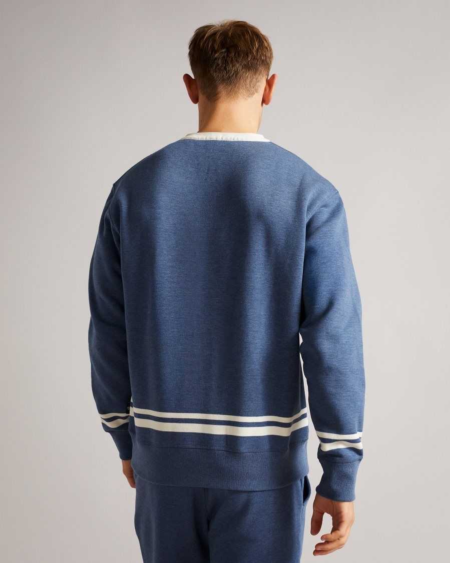 Ted Baker Cultra LS Henley sweatshirt Blue | 92640-JKZI