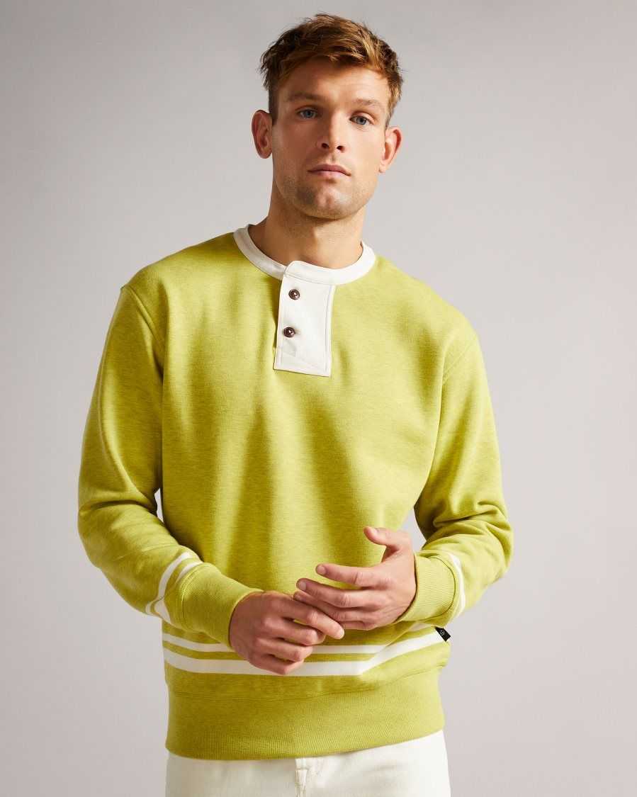 Ted Baker Cultra LS Henley sweatshirt Lime | 16027-KFPQ