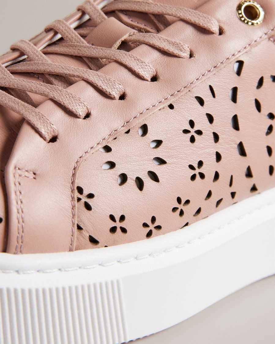 Ted Baker Cwisp Laser Cut Platform Trainers Dusky Pink | 18364-XBWC