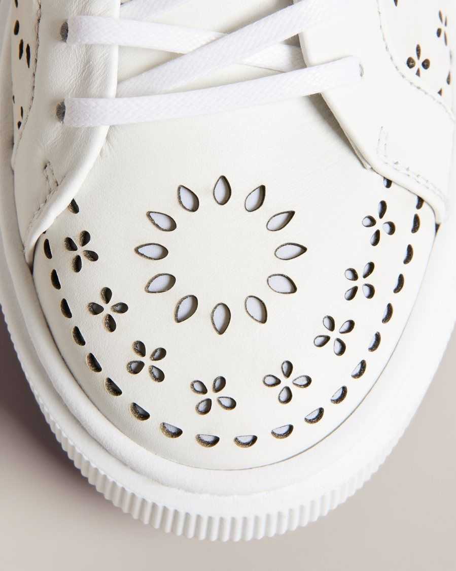 Ted Baker Cwisp Laser Cut Platform Trainers White | 21039-BJIP