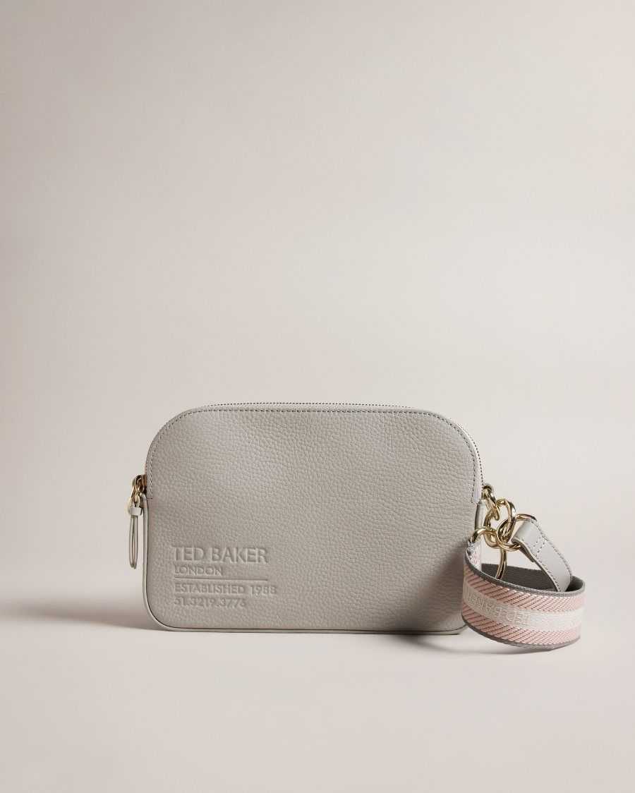 Ted Baker Dailiah Branded Webbing Camera Bag Light Grey | 04738-EGLF