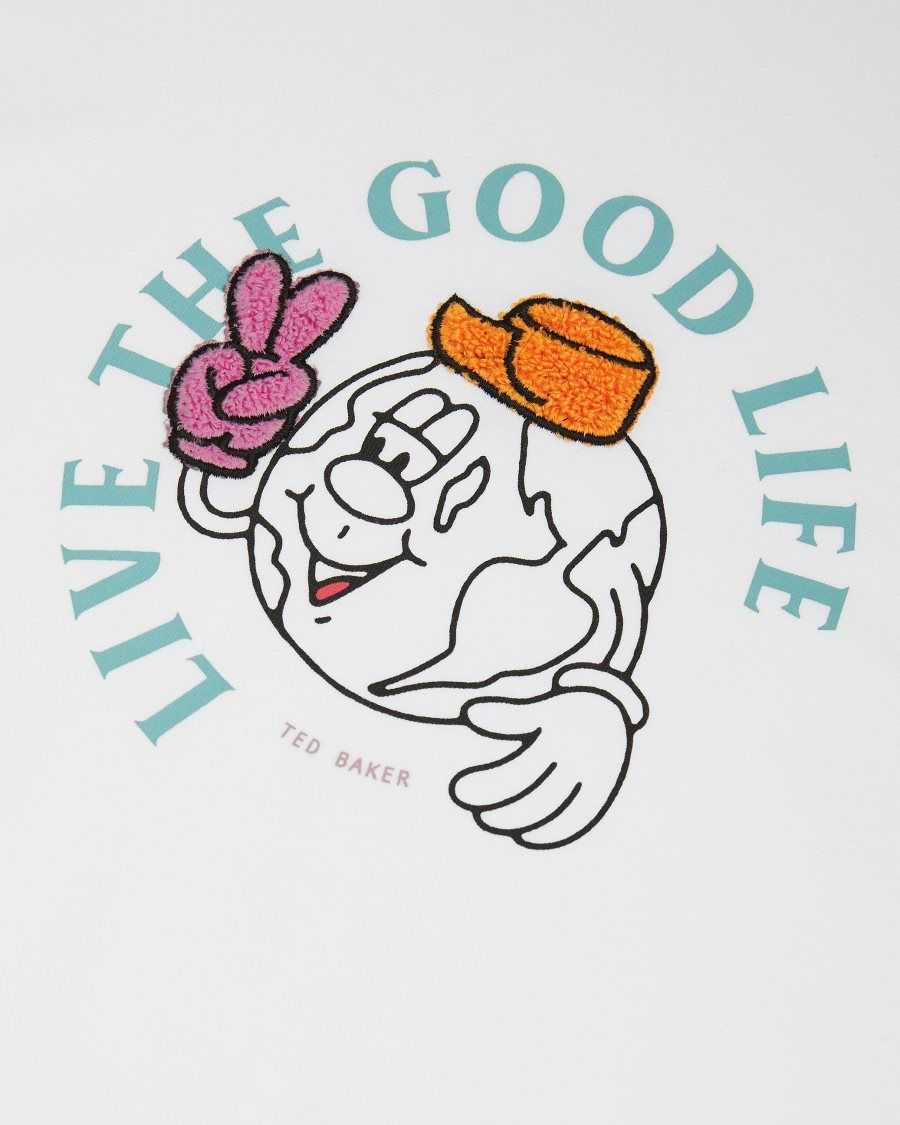 Ted Baker Dainno Good Life Graphic Tee White | 46950-CIKR