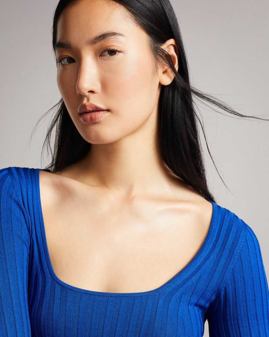 Ted Baker Dakoti Open Back Detailed Knit Top Bright Blue | 28105-TEFI