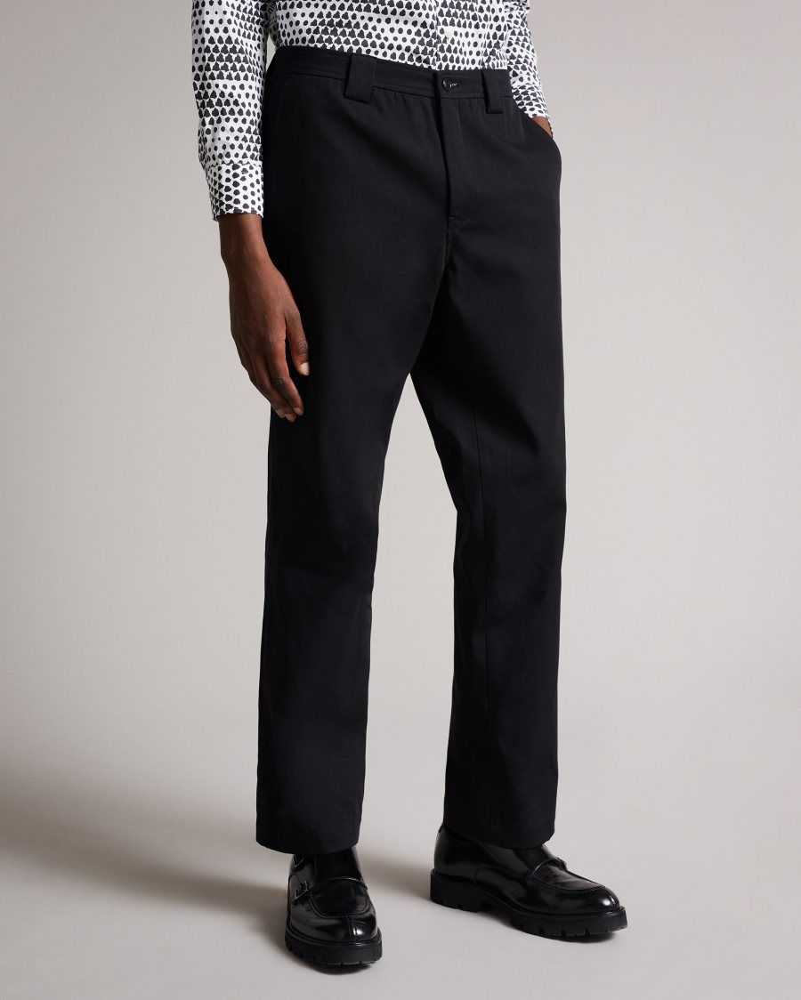 Ted Baker Dalham LEYDEN Fit Heavy Twill Trousers Black | 08614-KHPL