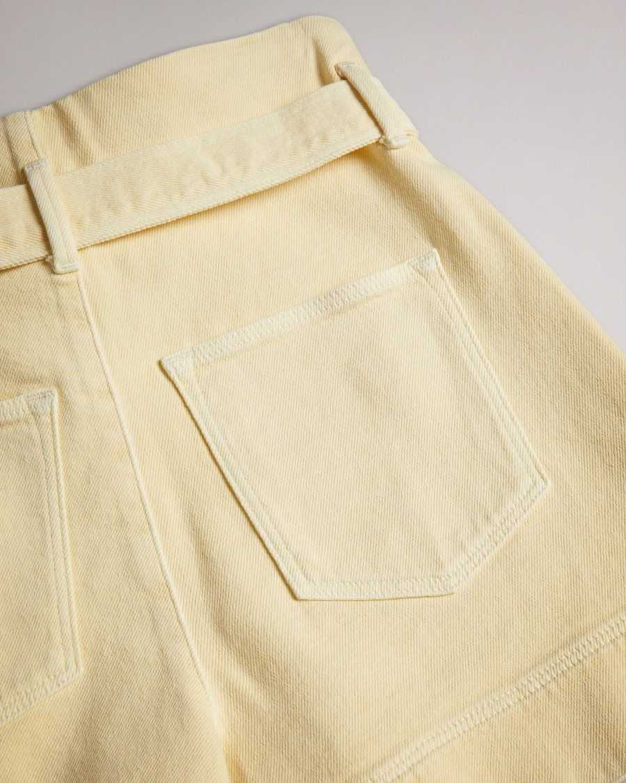 Ted Baker Danikii Self Tie High Waist Denim Shorts Light Yellow | 39084-HIYF