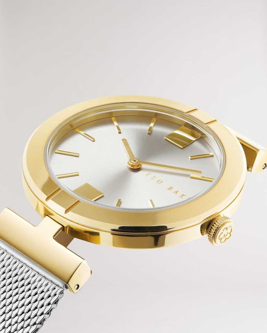 Ted Baker Darbiey T Frame Mesh Strap Watch SH-PL-GOLD | 85479-OKQV