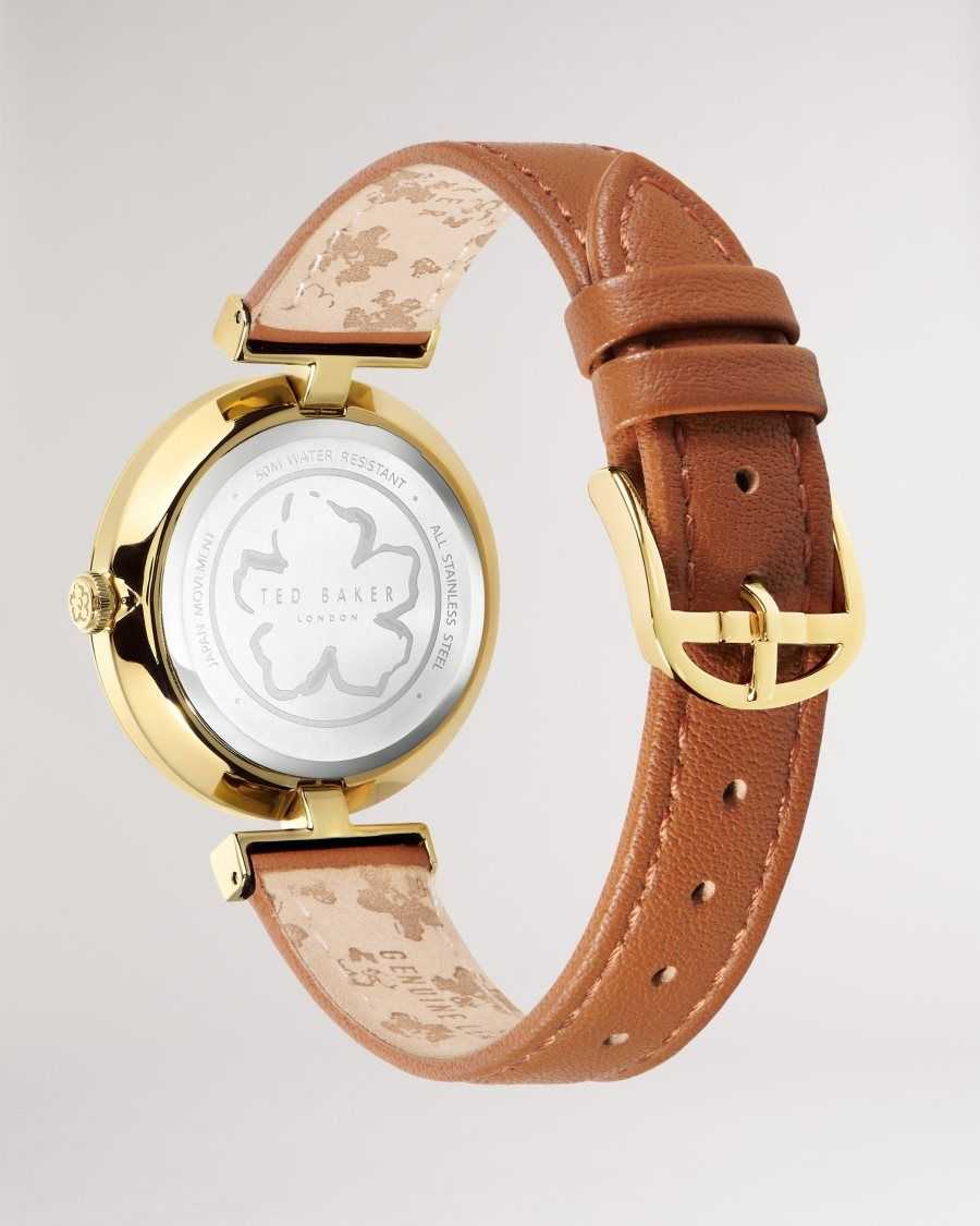 Ted Baker Darbii T Frame Leather Strap Watch Tan | 93580-CRZJ