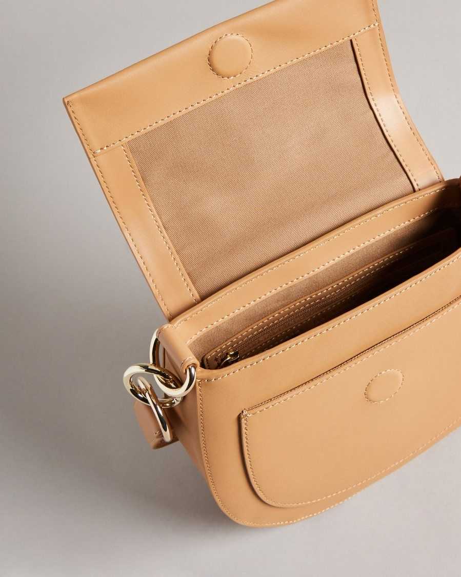 Ted Baker Darcell Branded Webbing Satchel Cross Body Bag Camel | 13728-SUMJ