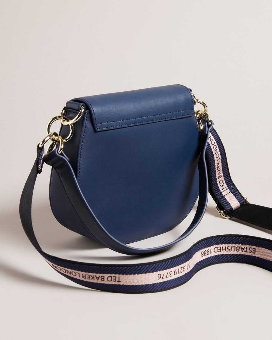 Ted Baker Darcell Branded Webbing Satchel Cross Body Bag Navy | 57081-HRGJ