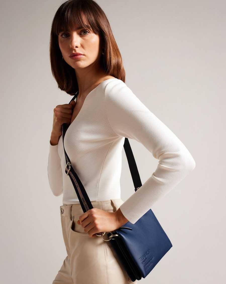 Ted Baker Darceyy Branded Webbing Crossbody Bag Navy | 38162-GFEK