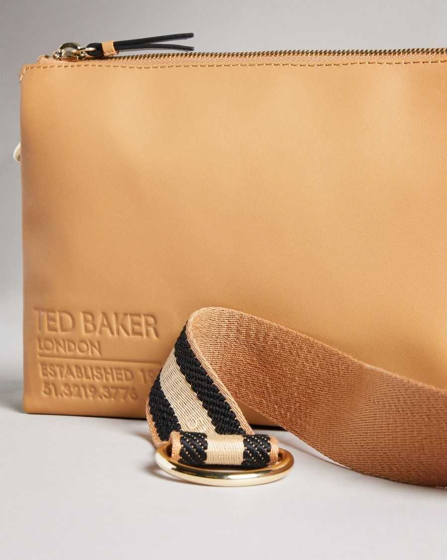 Ted Baker Darceyy Branded Webbing Crossbody Bag Camel | 61359-OADK