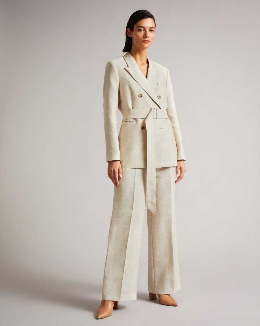 Ted Baker Darlon Relaxed Oversized Peak Lapel Blazer Ivory | 86235-DYAW