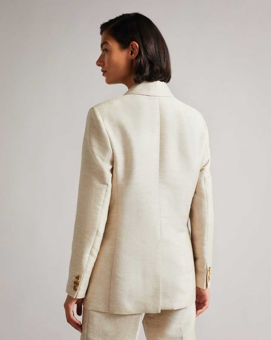 Ted Baker Darlon Relaxed Oversized Peak Lapel Blazer Ivory | 86235-DYAW