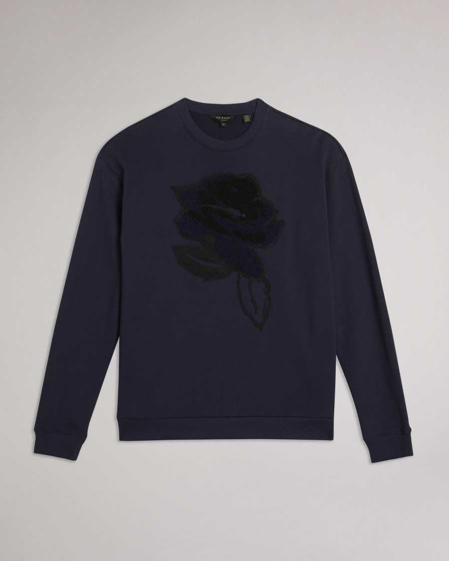 Ted Baker Darsena Flower Graphic Sweat Navy | 62978-TQSB