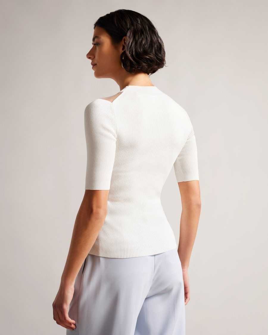 Ted Baker Daviner Fitted Knit Top White | 10498-ZWAP