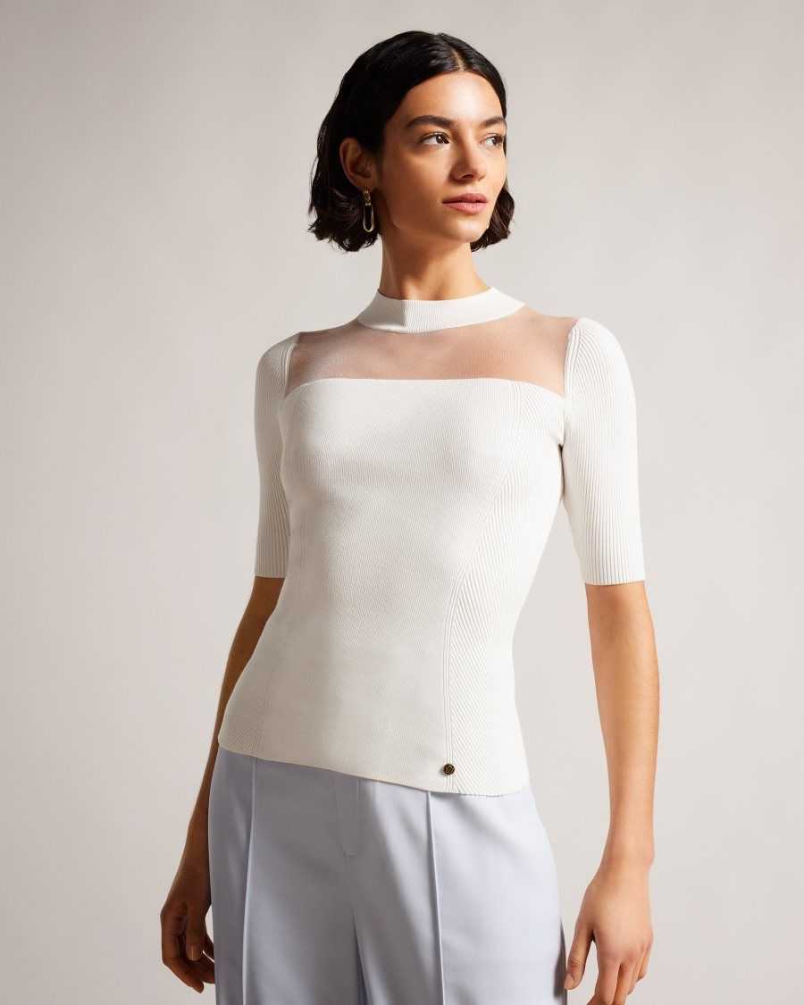 Ted Baker Daviner Fitted Knit Top White | 10498-ZWAP