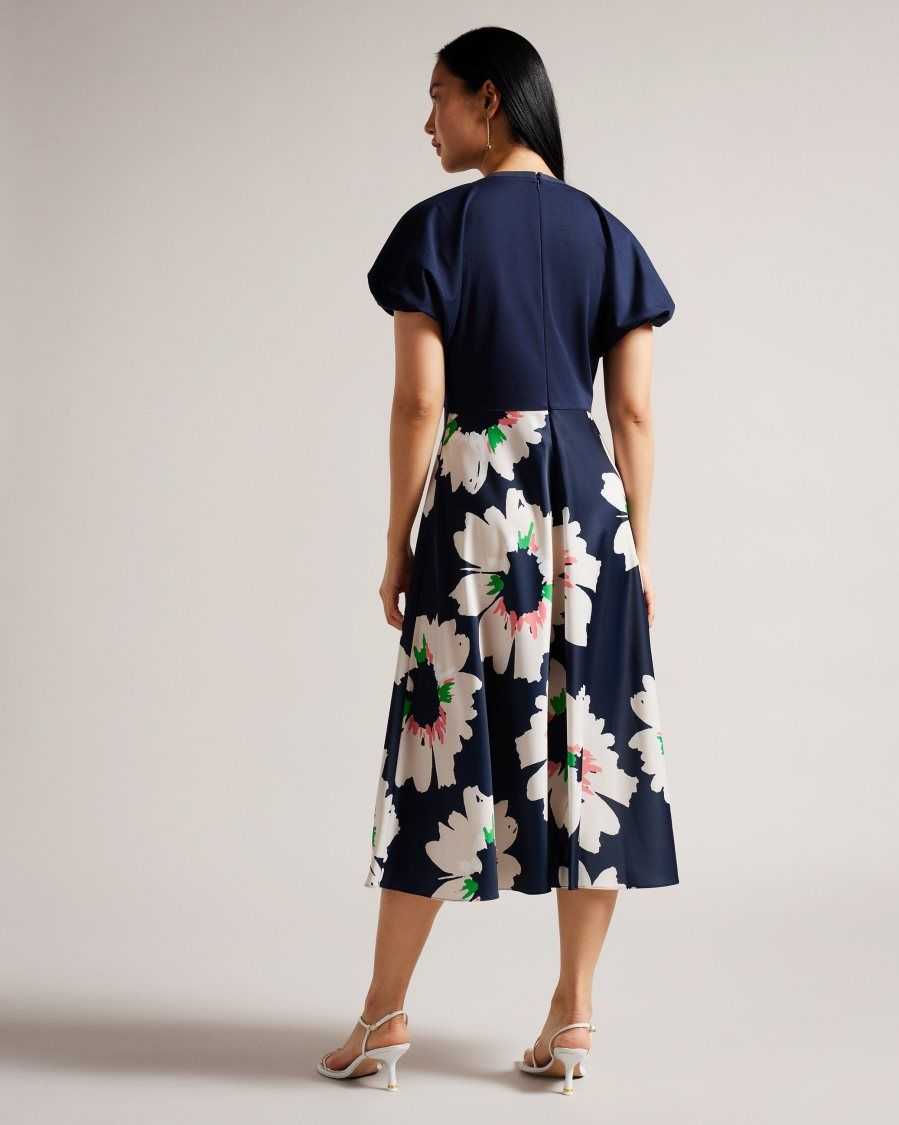 Ted Baker Daysiah Ponte Top Dress With Midi Skirt Dark Navy | 53170-ZAPR