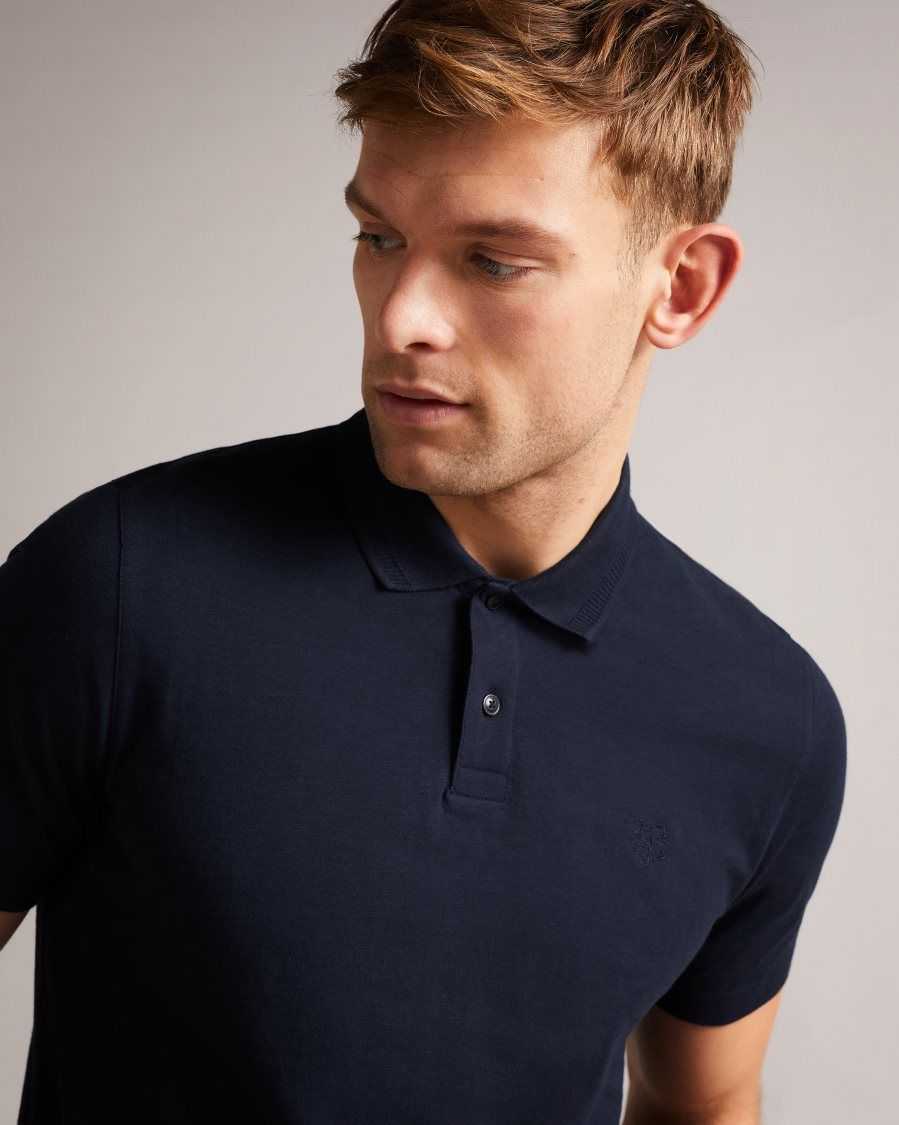 Ted Baker Delvin Short Sleeve Polo Shirt Navy | 63510-TROC